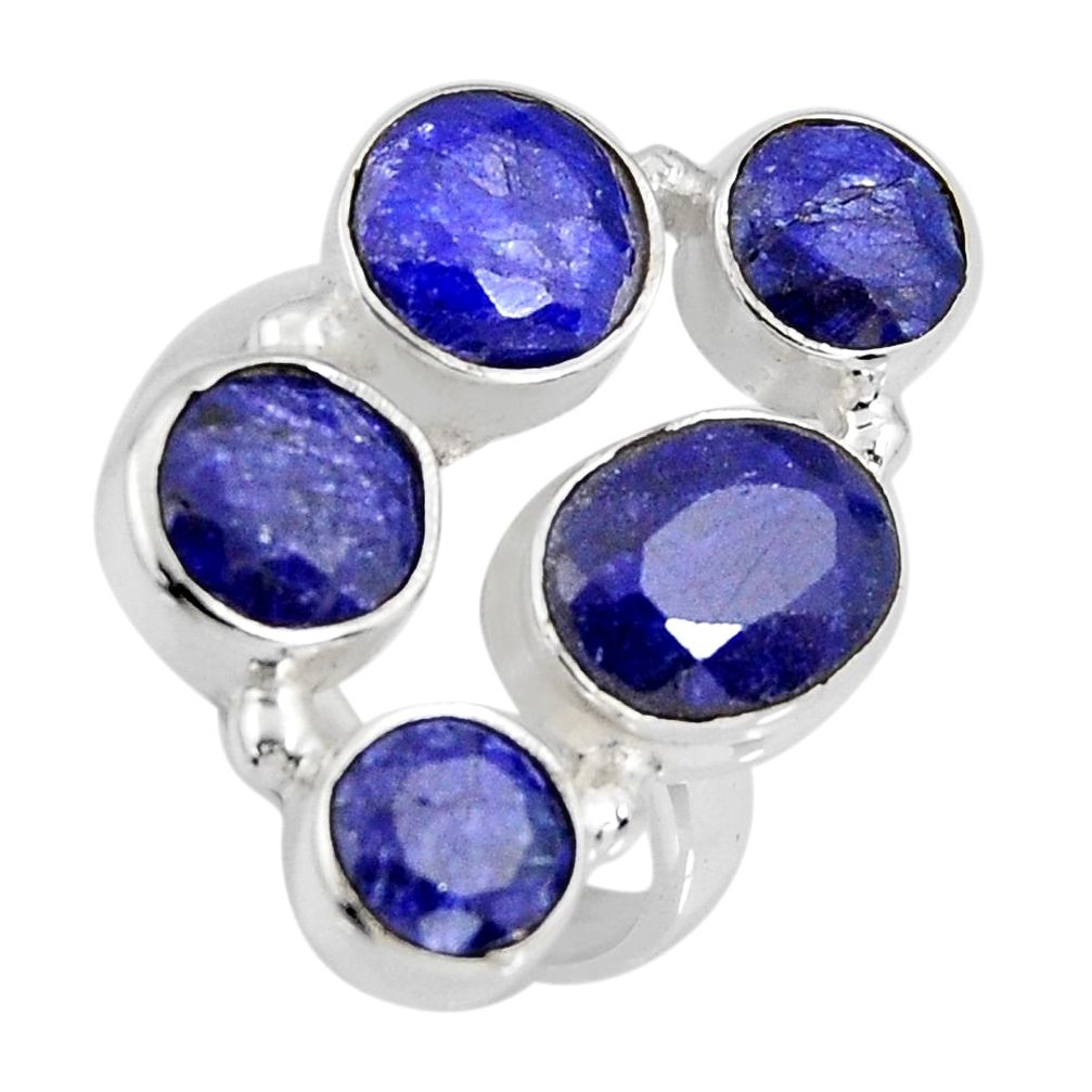 925 sterling silver 8.96cts natural blue sapphire ring jewelry size 6.5 r4450