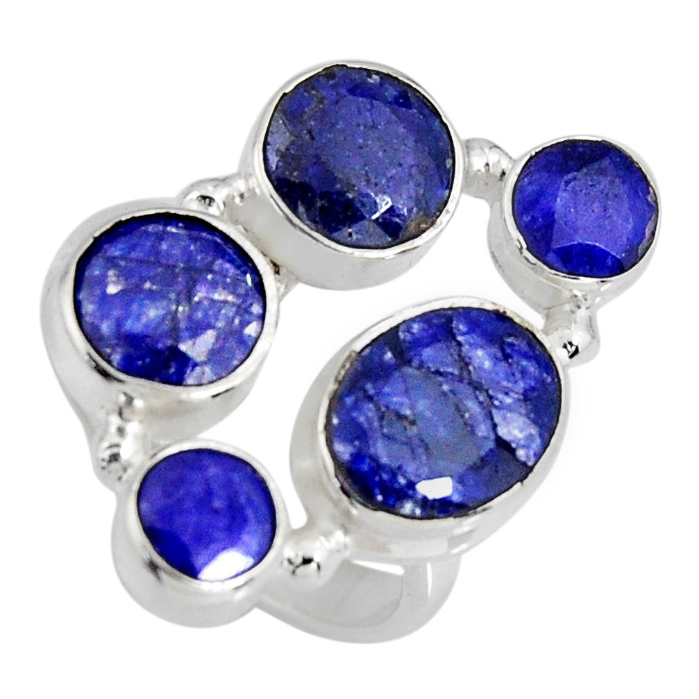 8.42cts natural blue sapphire 925 sterling silver ring jewelry size 6.5 r4453