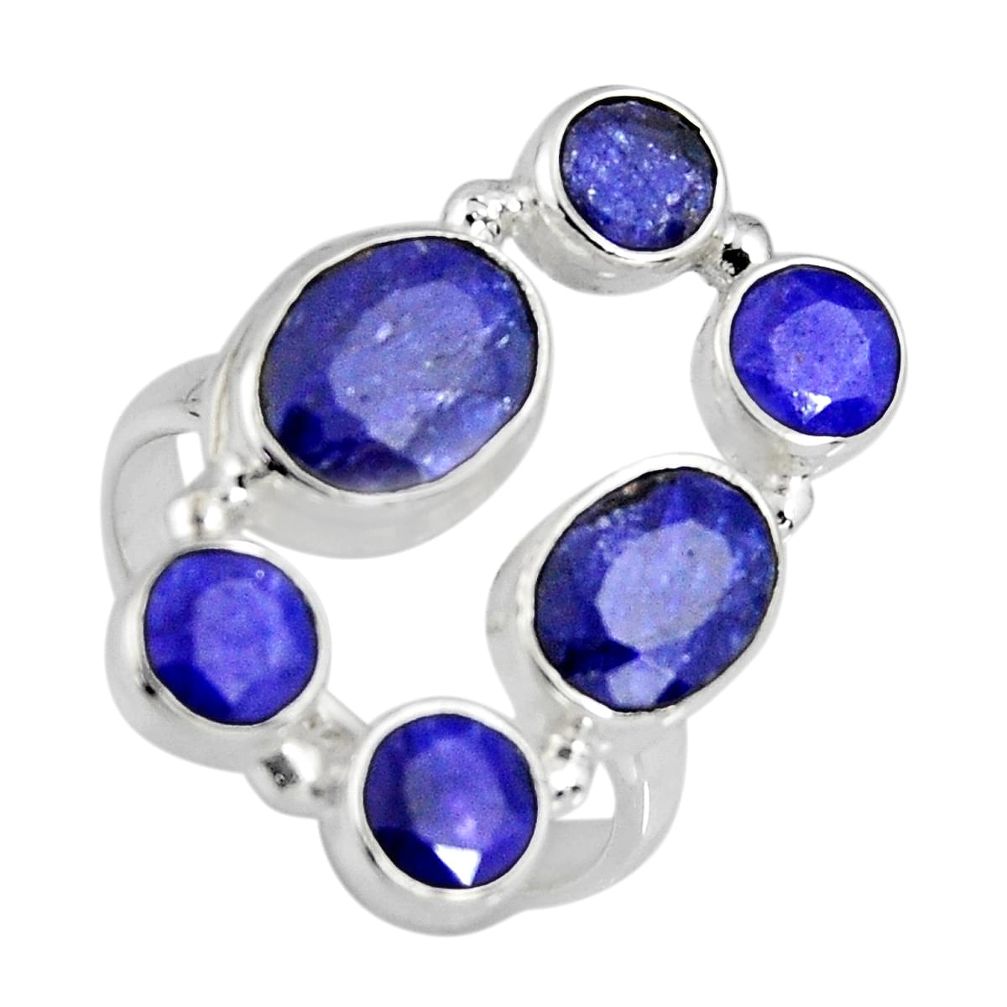 925 sterling silver 9.11cts natural blue sapphire ring jewelry size 8 r4460