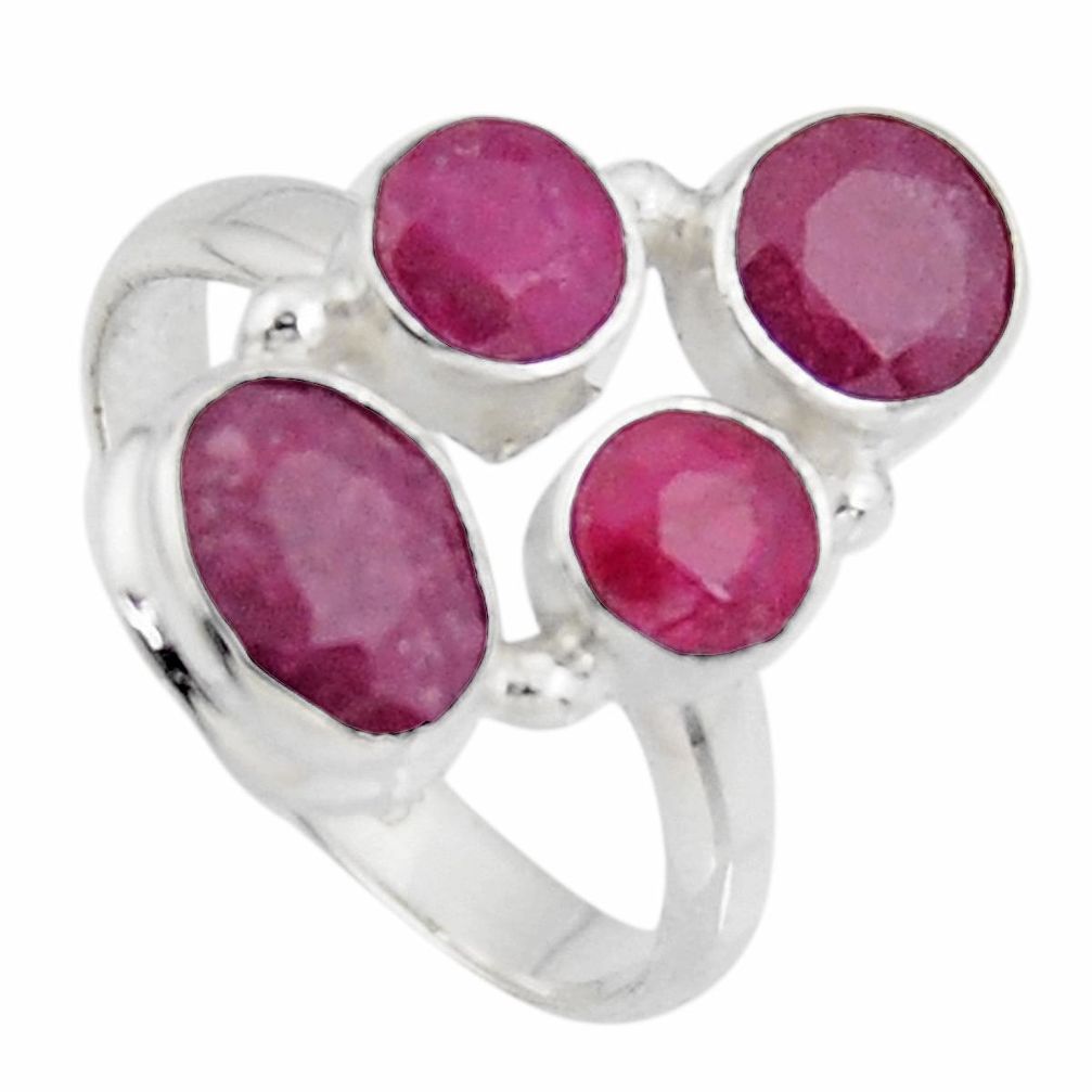 6.29cts natural red ruby 925 sterling silver ring jewelry size 8 r4462