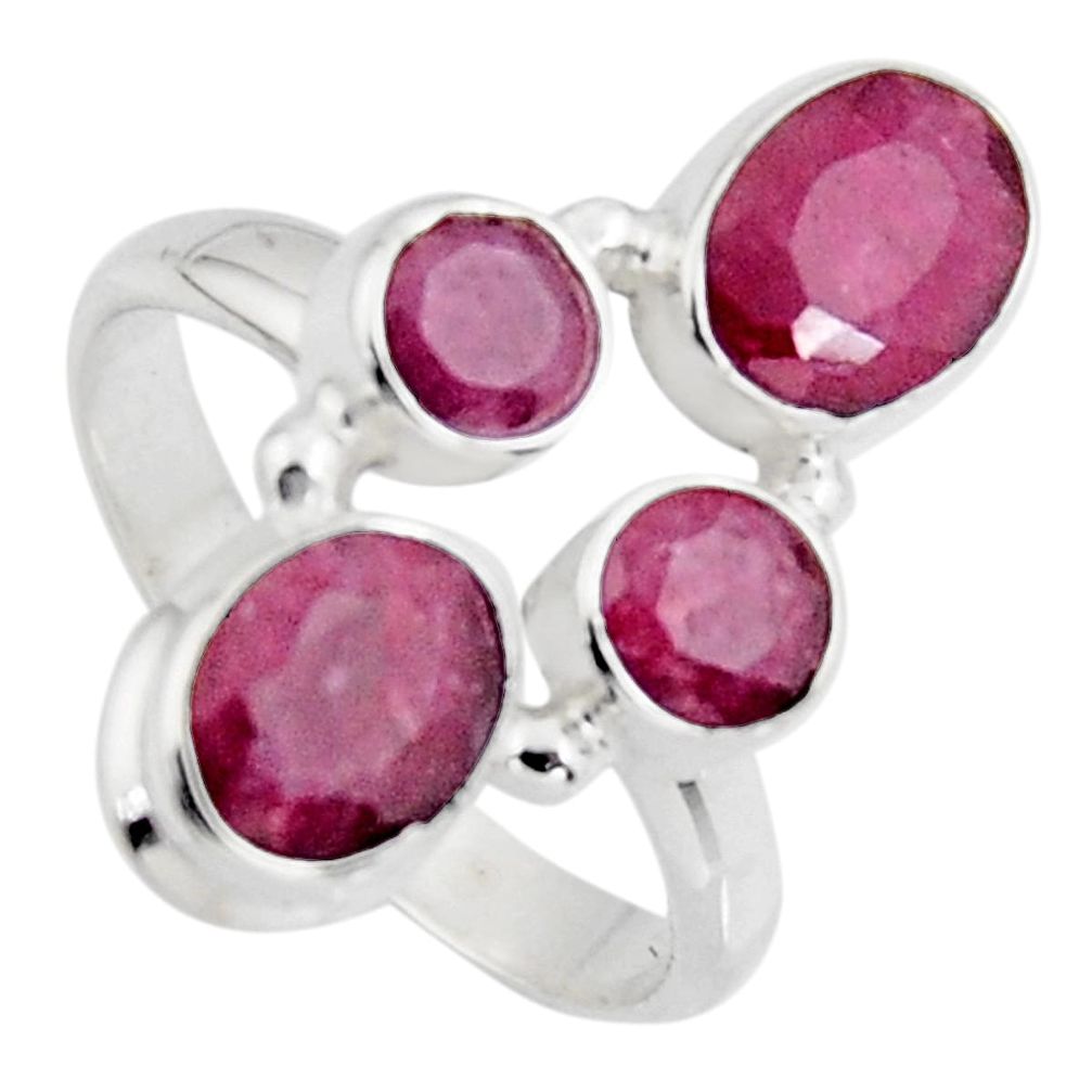 925 sterling silver 6.31cts natural red ruby ring jewelry size 8 r4467