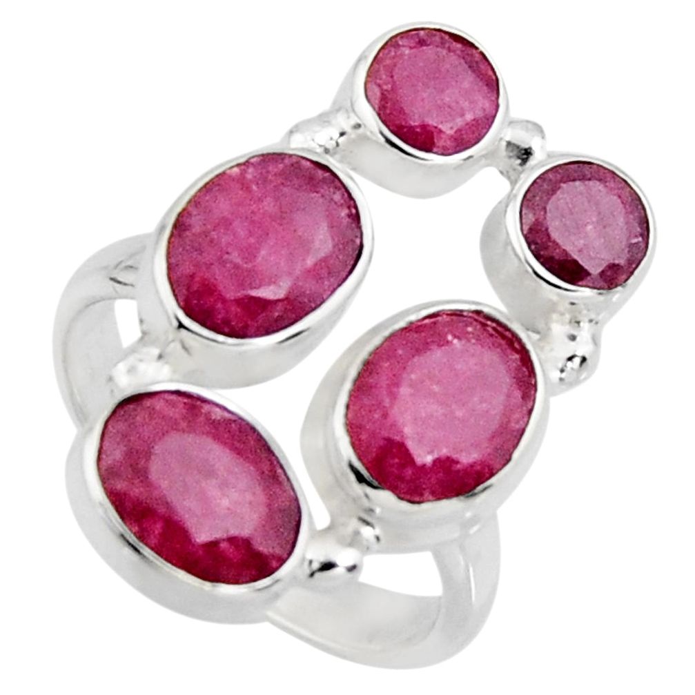 6.85cts natural red ruby 925 sterling silver ring jewelry size 6.5 r4469