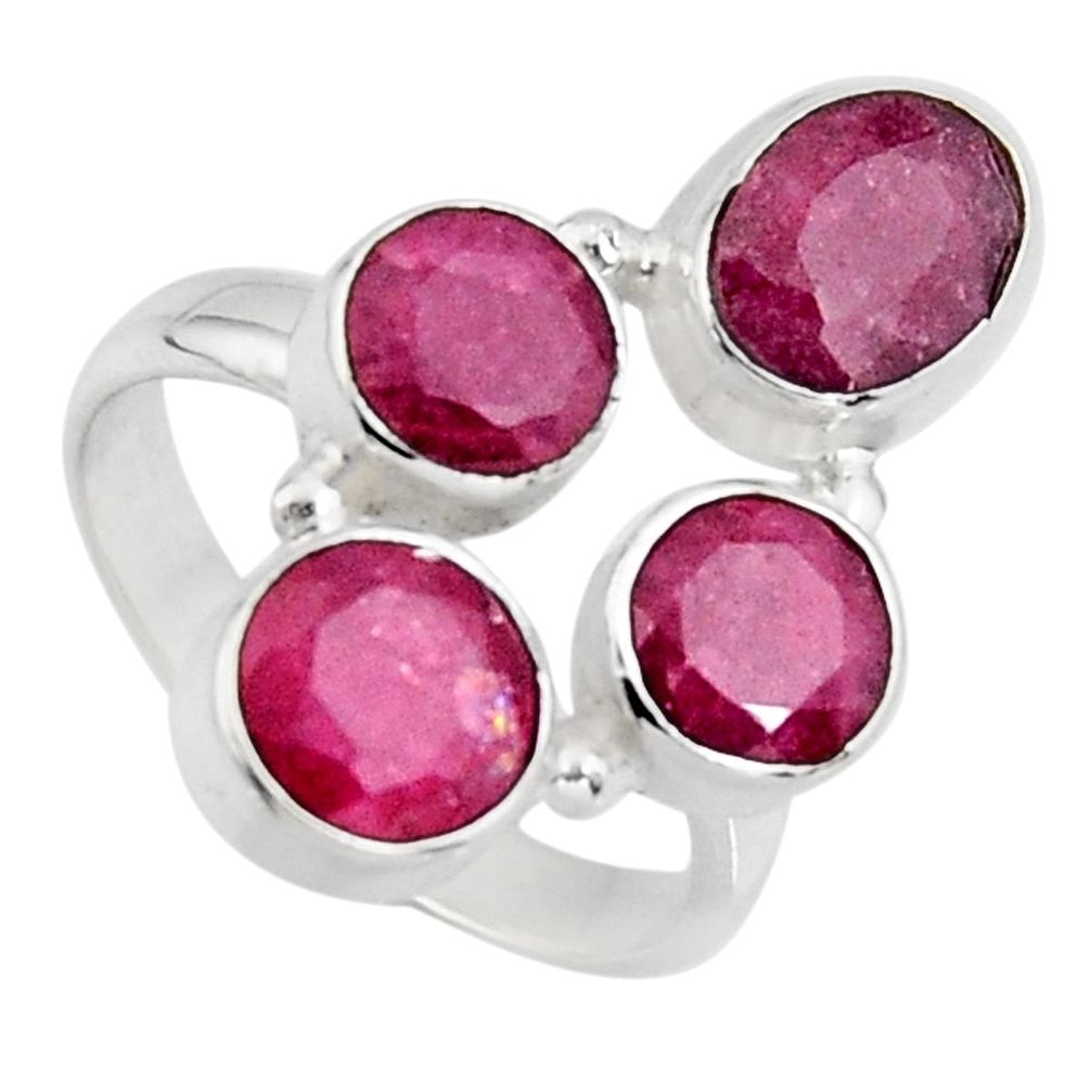 7.12cts natural red ruby 925 sterling silver ring jewelry size 7 r4471