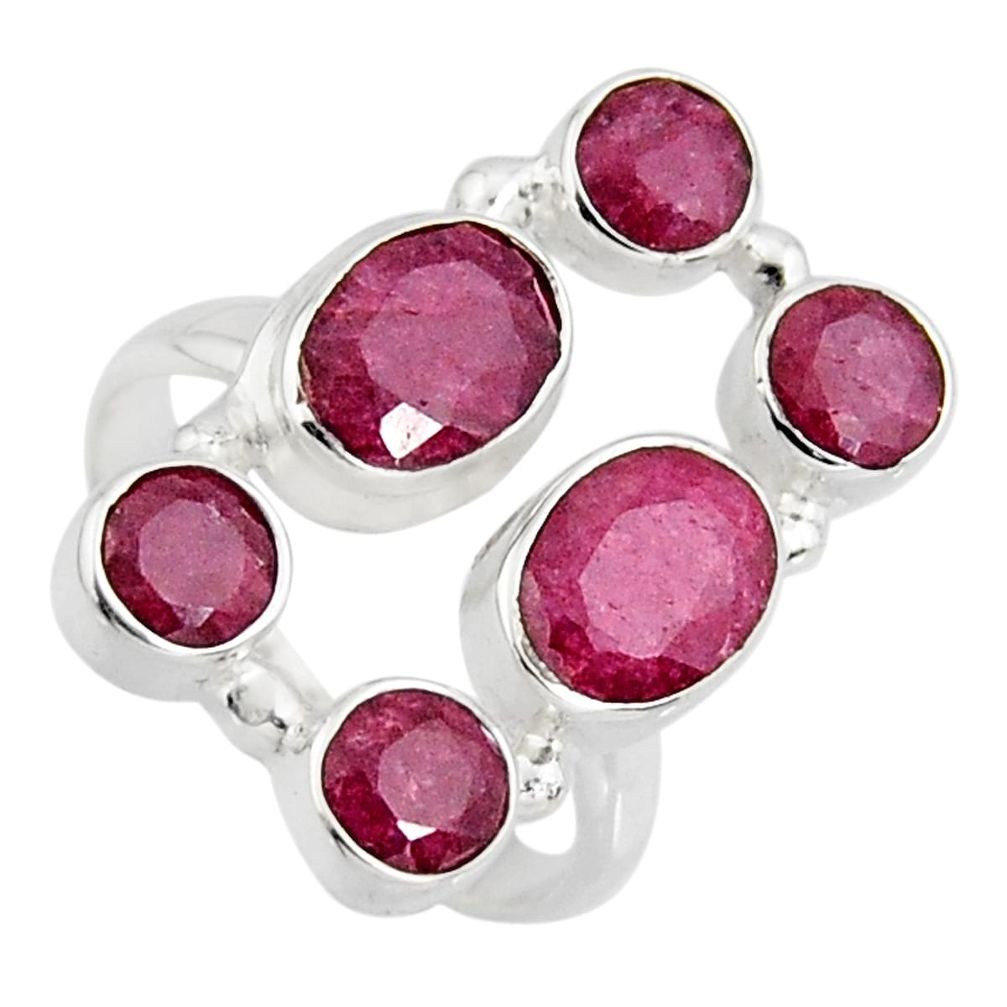 7.13cts natural red ruby 925 sterling silver ring jewelry size 7.5 r4473