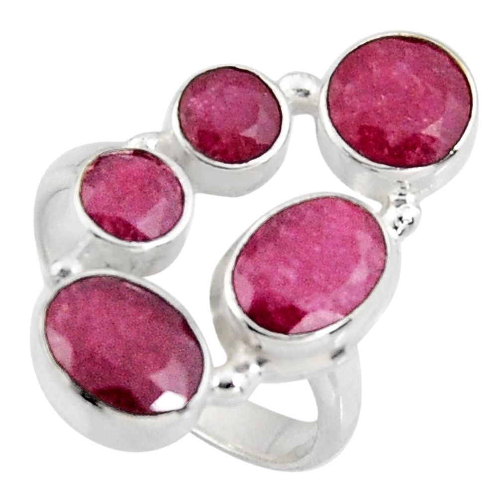 925 sterling silver 7.24cts natural red ruby oval ring jewelry size 7 r4478