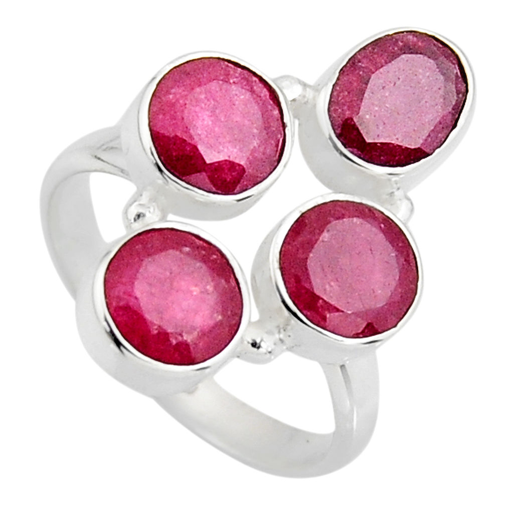 7.40cts natural red ruby 925 sterling silver ring jewelry size 7.5 r4479