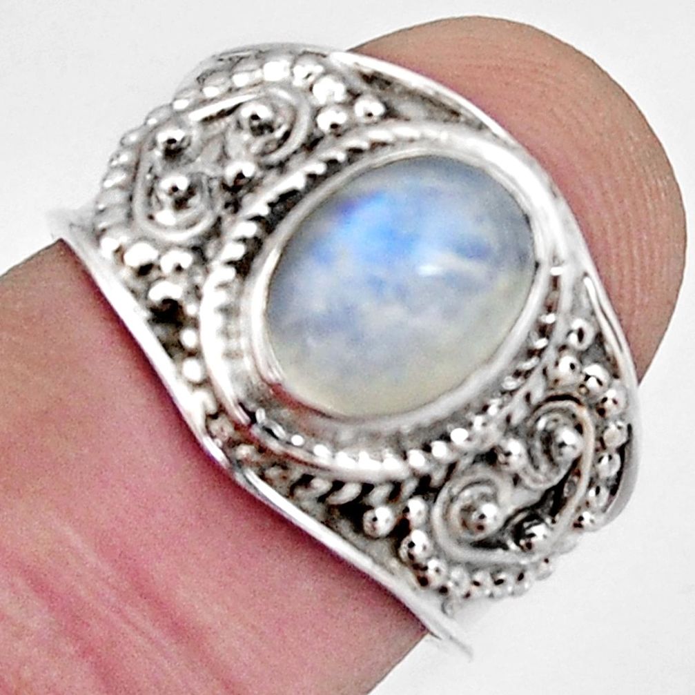 3.13cts natural rainbow moonstone 925 silver solitaire ring jewelry size 7 r4509