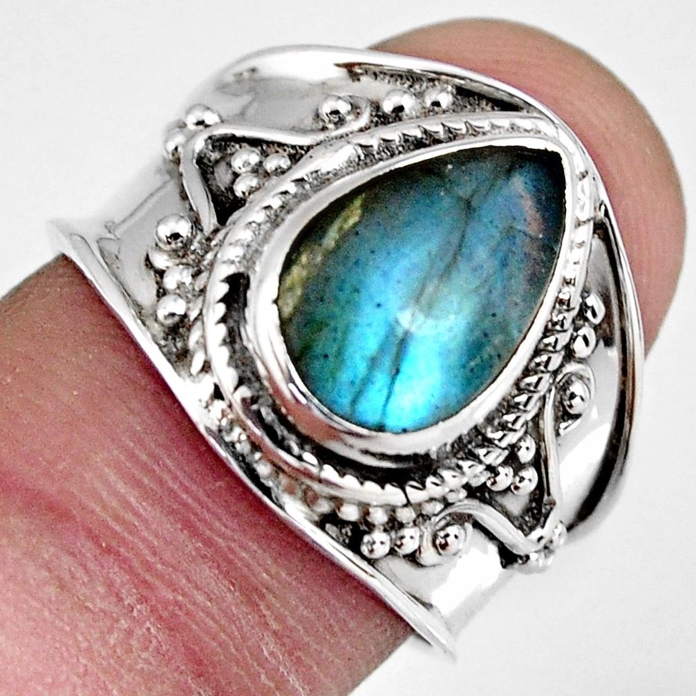 4.74cts natural blue labradorite 925 silver solitaire ring jewelry size 7 r4548