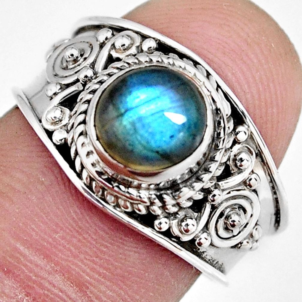 925 silver 2.17cts natural blue labradorite solitaire ring jewelry size 7 r4550
