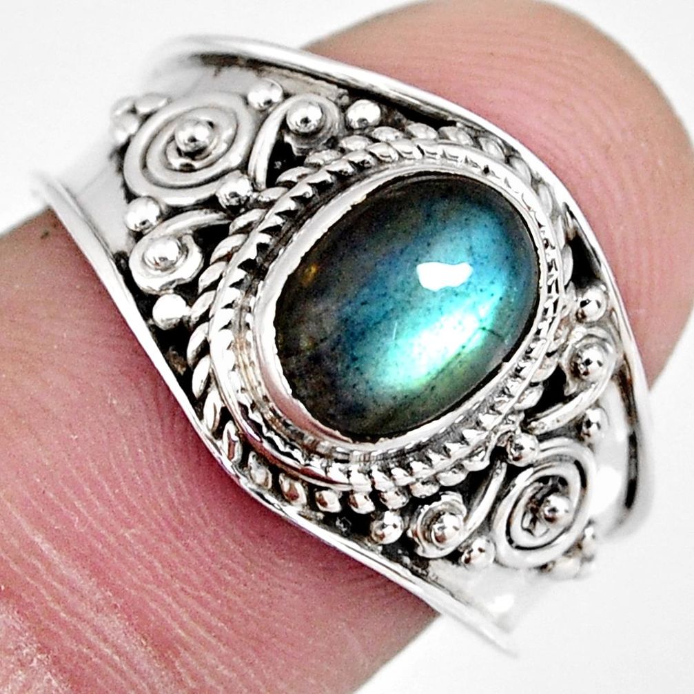 2.19cts natural blue labradorite 925 silver solitaire ring jewelry size 8 r4553