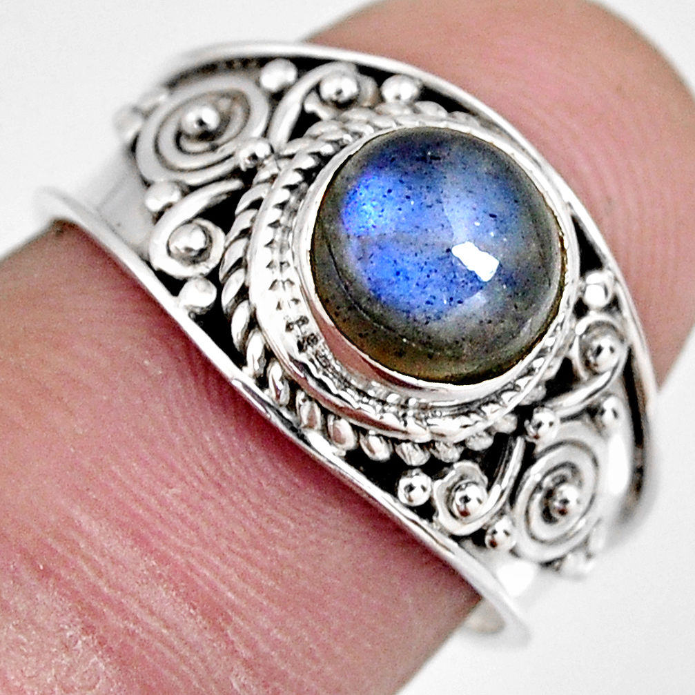 2.29cts natural blue labradorite 925 silver solitaire ring jewelry size 7 r4558