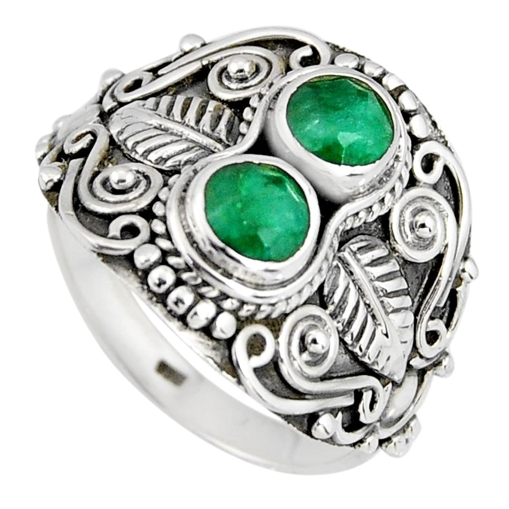 1.91cts natural green emerald 925 sterling silver ring jewelry size 8.5 r4571