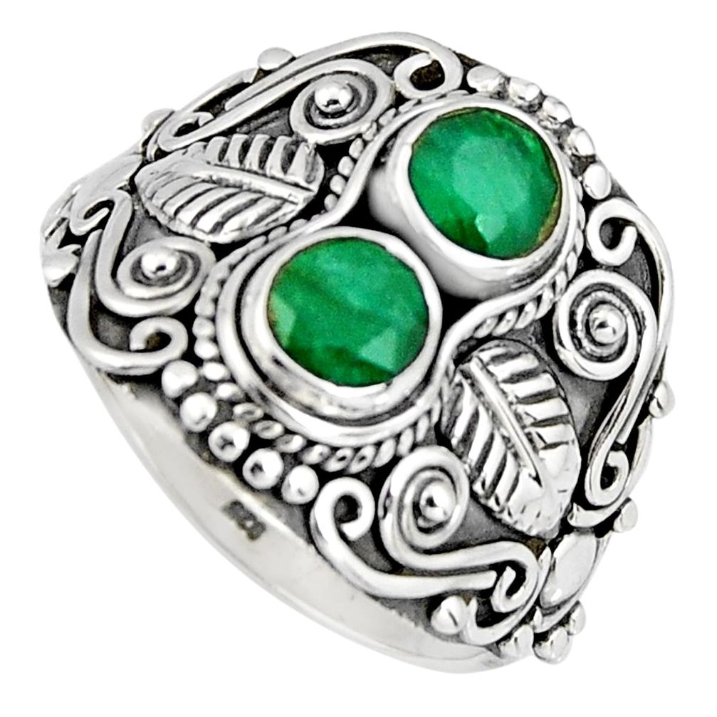 925 sterling silver 1.84cts natural green emerald ring jewelry size 7.5 r4573