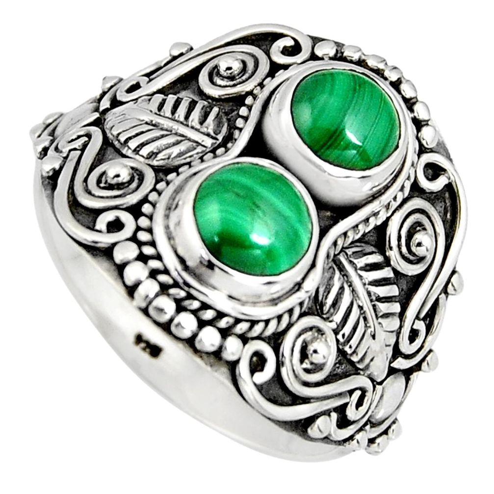 2.35cts natural green malachite (pilot's stone) 925 silver ring size 8.5 r4577