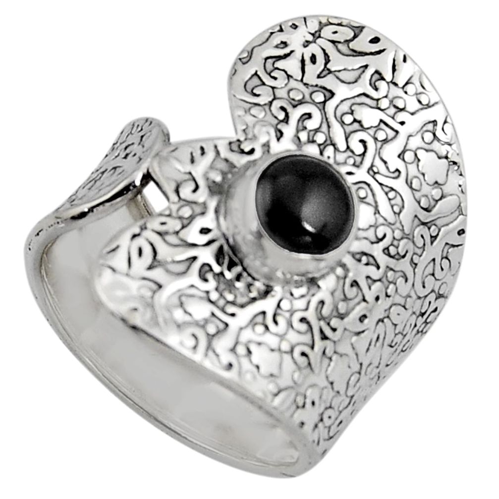 1.31cts natural black onyx 925 sterling silver adjustable ring size 8 r4583