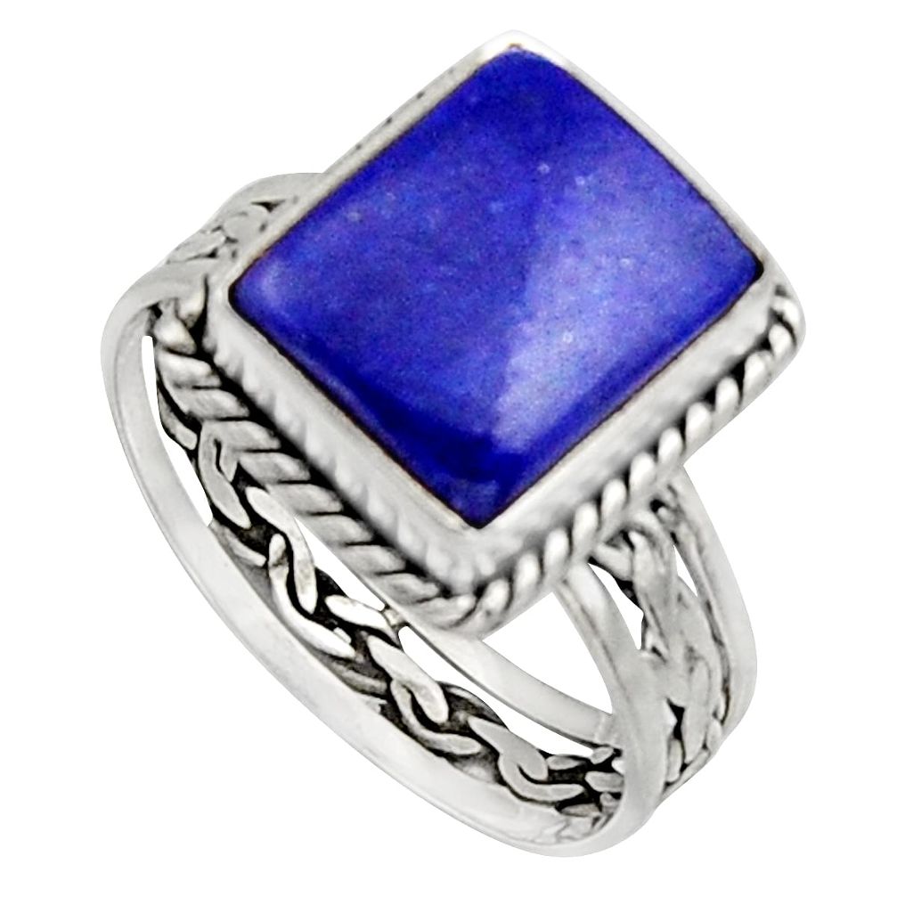 5.52cts natural blue lapis lazuli 925 silver solitaire ring size 9.5 r5161