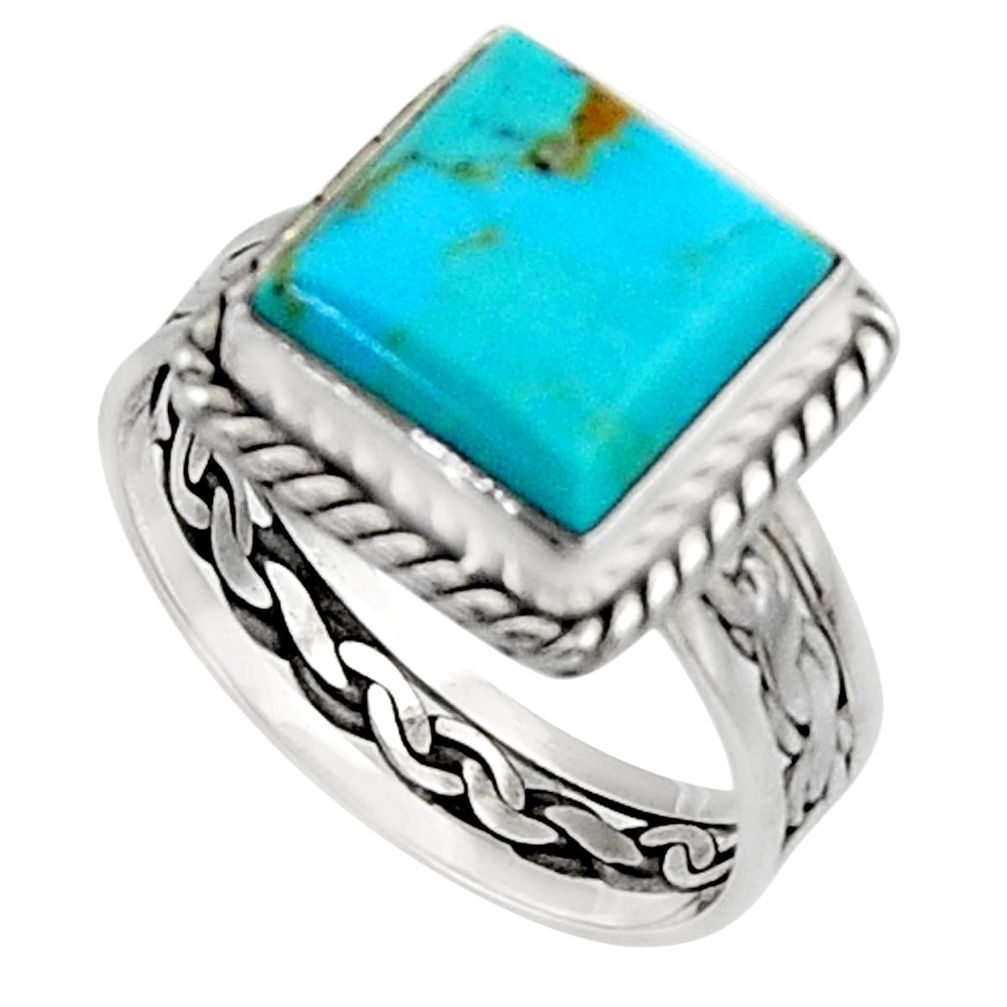 5.56cts green arizona mohave turquoise 925 silver solitaire ring size 9 r5167