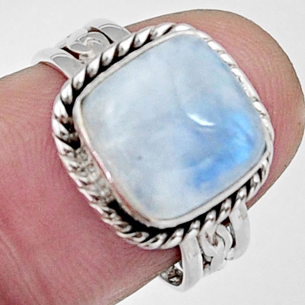 5.38cts natural rainbow moonstone 925 silver solitaire ring jewelry size 7 r5175