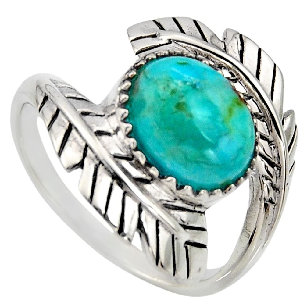 925 silver 4.71cts green arizona mohave turquoise oval shape ring size 10 r5454