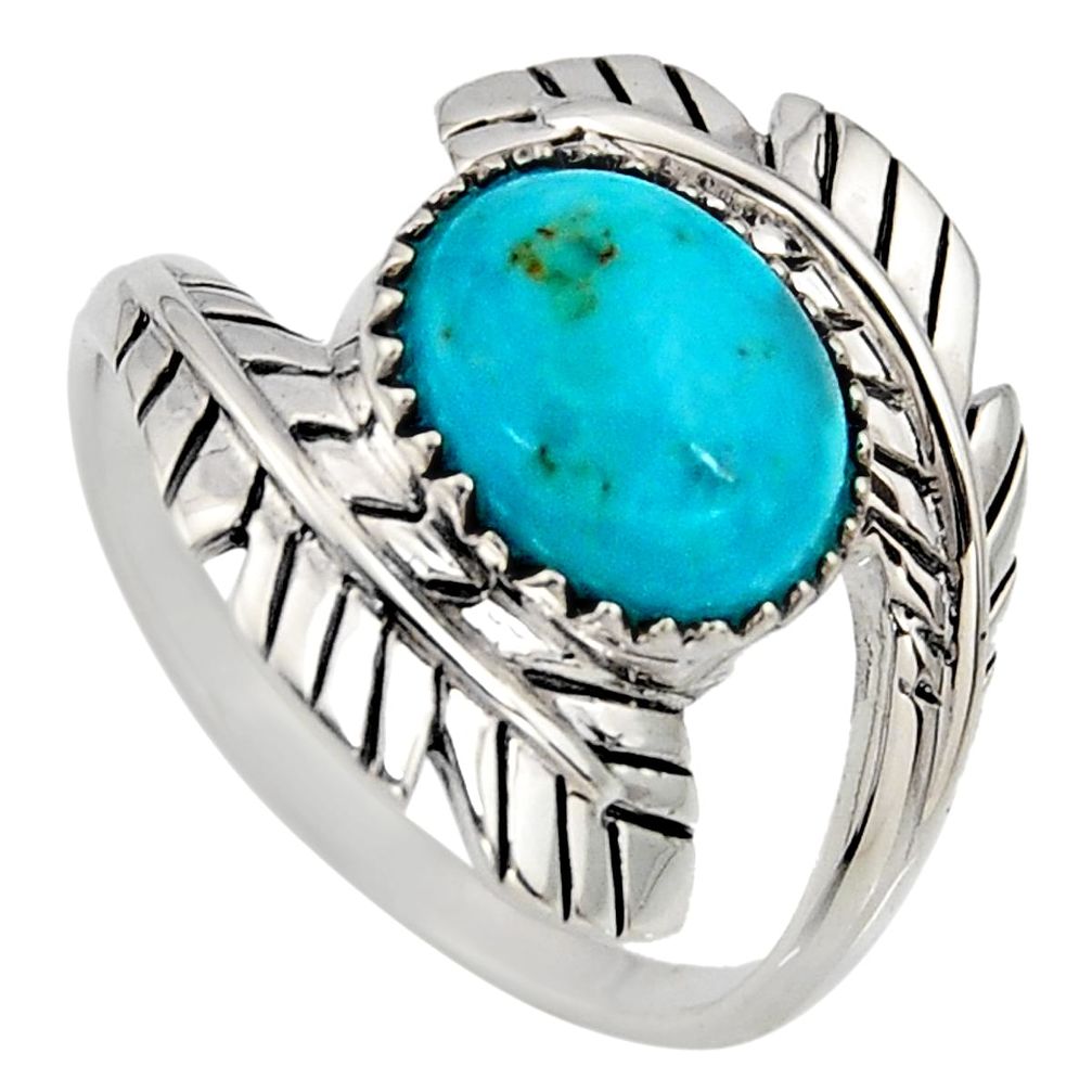 4.38cts green arizona mohave turquoise 925 sterling silver ring size 10 r5458