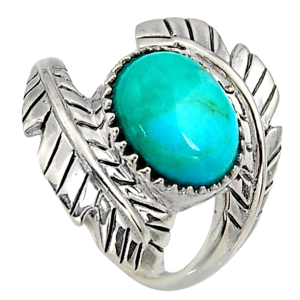 4.71cts green arizona mohave turquoise 925 sterling silver ring size 7 r5459