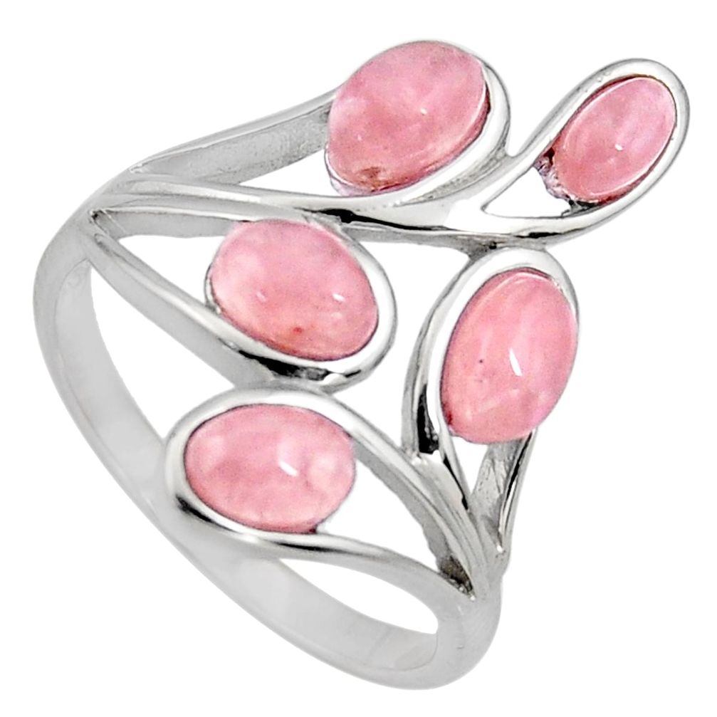 4.88cts natural pink rose quartz 925 sterling silver ring jewelry size 8 r5465