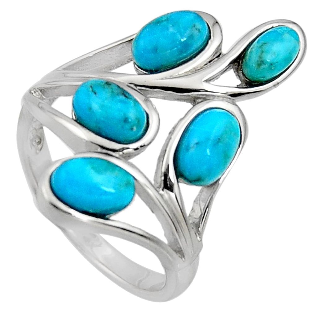 5.52cts green arizona mohave turquoise 925 sterling silver ring size 8 r5473