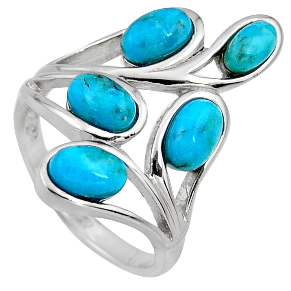 4.70cts green arizona mohave turquoise 925 sterling silver ring size 8 r5477