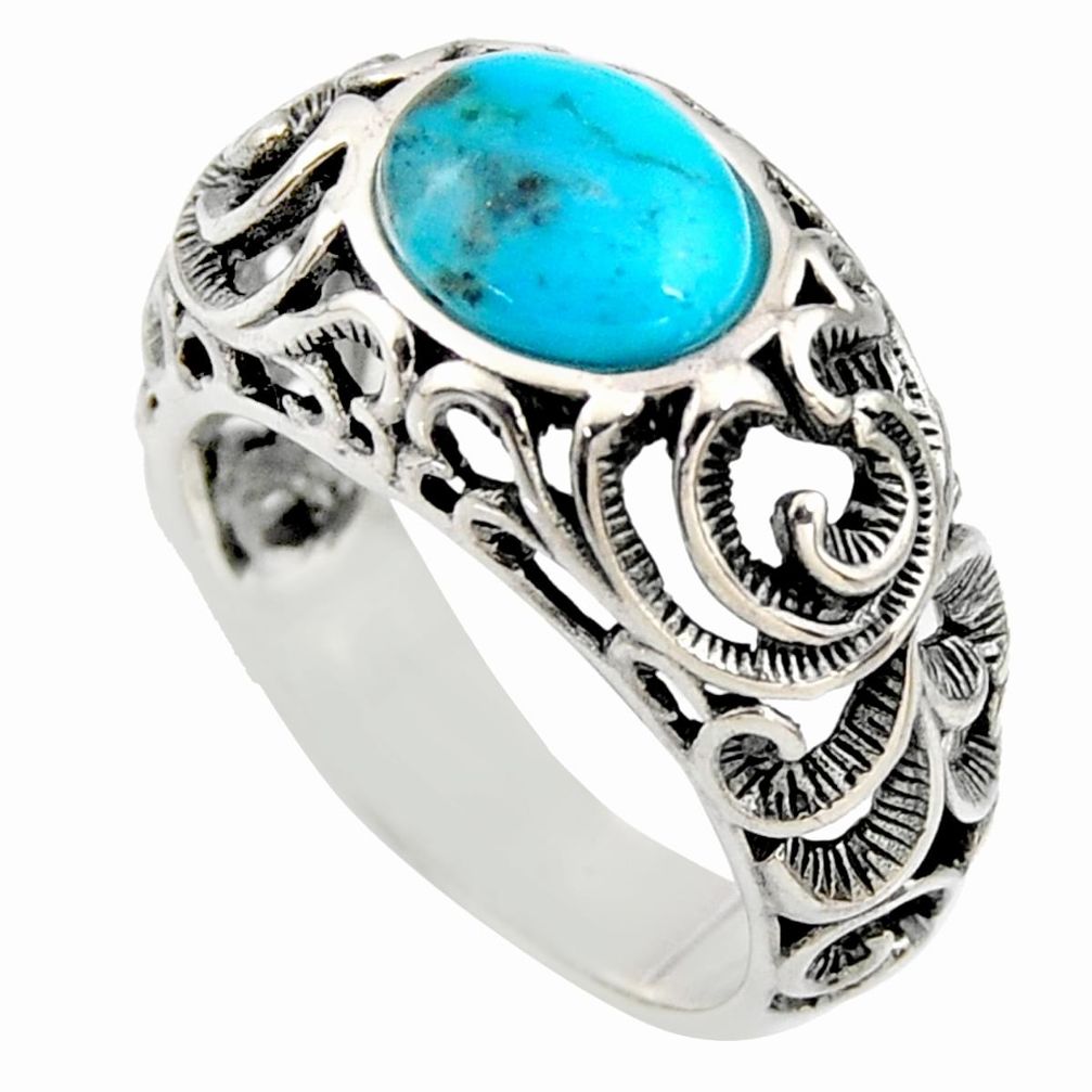 925 silver 4.24cts natural blue kingman turquoise solitaire ring size 10 r5529