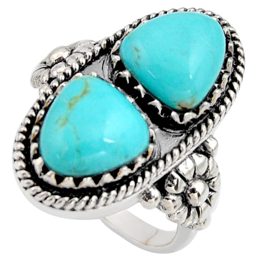 6.08cts natural blue kingman turquoise 925 sterling silver ring size 7 r5537