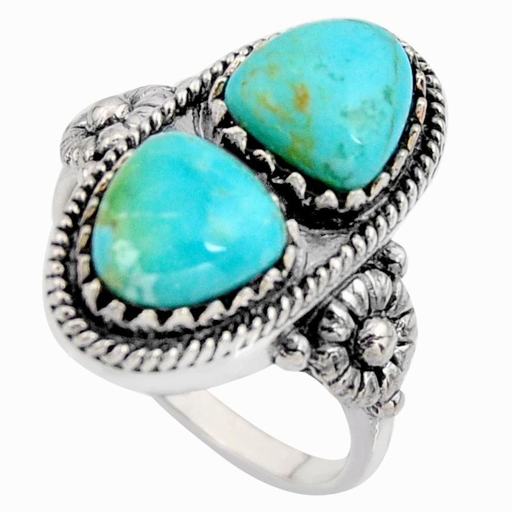 6.05cts natural blue kingman turquoise 925 sterling silver ring size 10 r5538