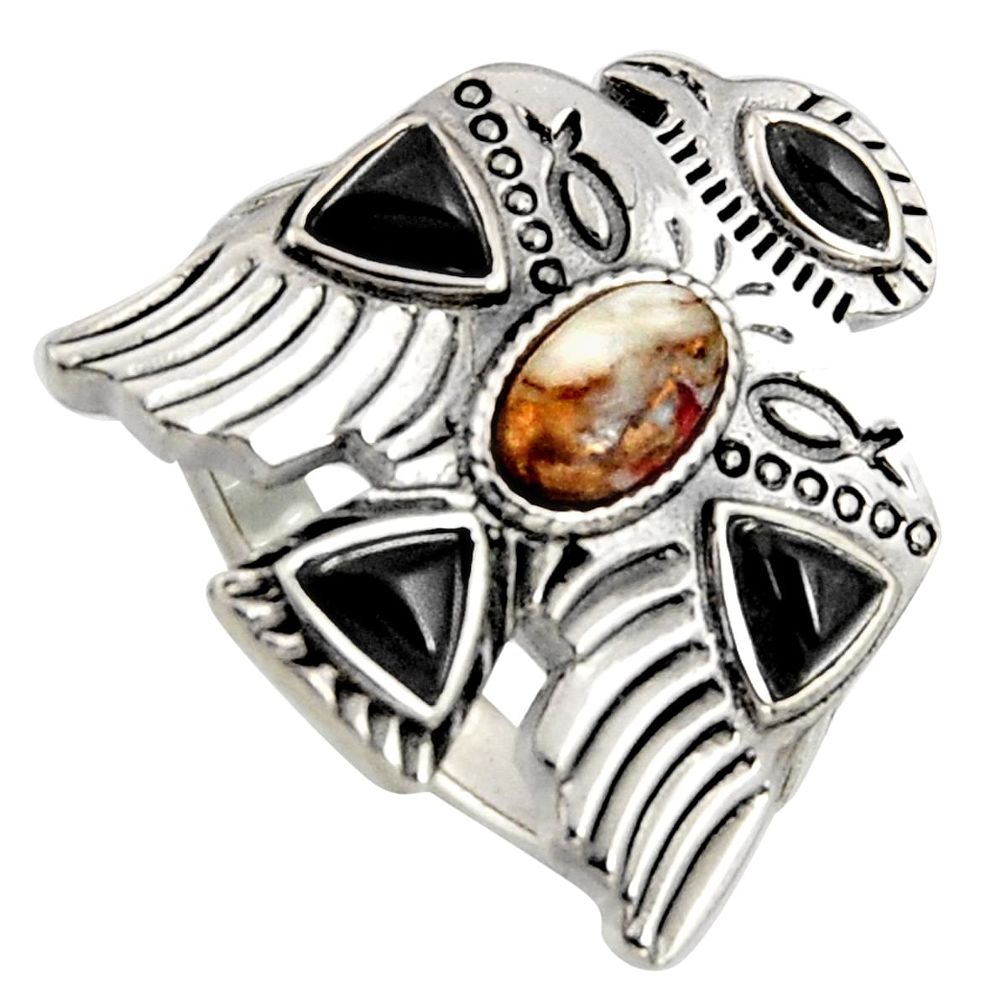 925 silver egyptian god wings spiny oyster arizona turquoise ring size 8 r5555