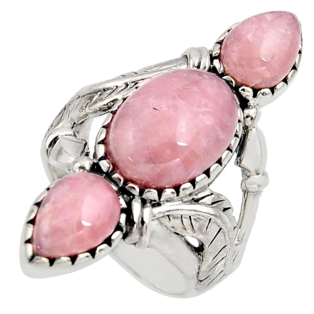 925 sterling silver 12.01cts natural strawberry quartz ring size 8.5 r5596