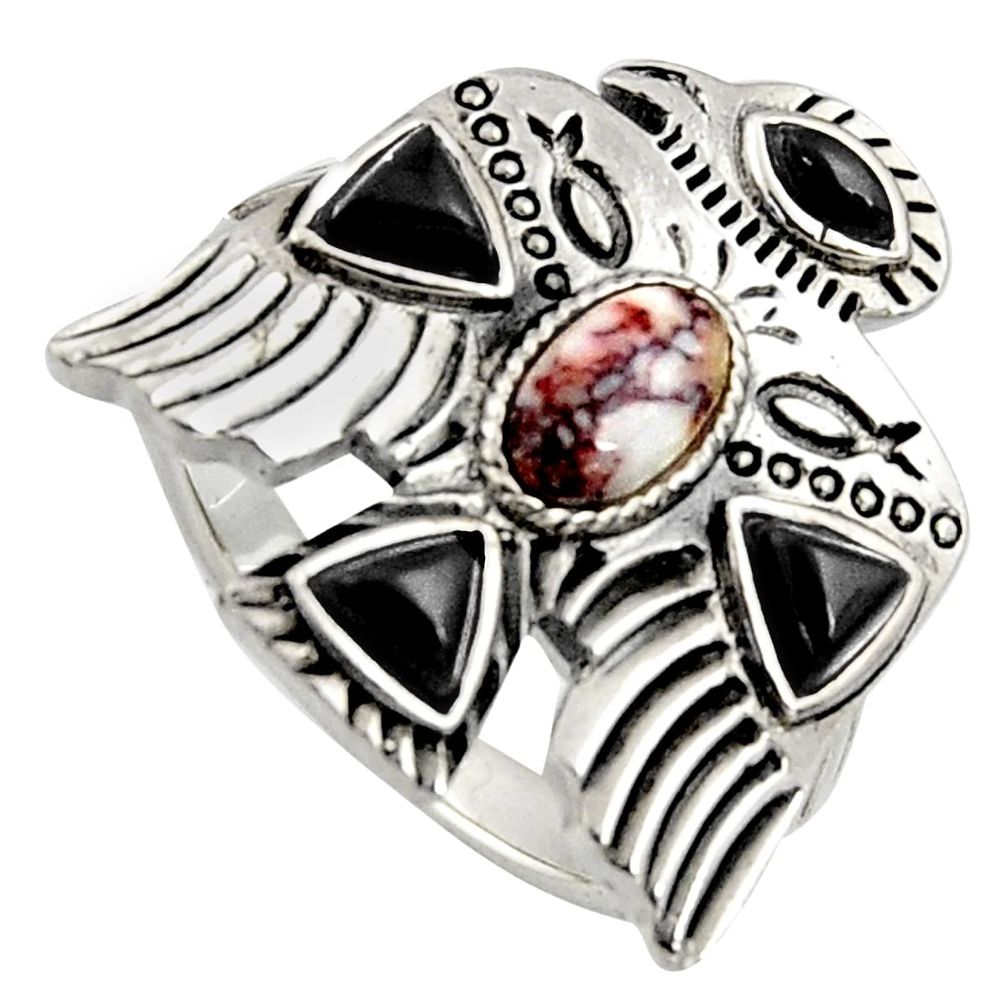 Egyptian god wings spiny oyster arizona turquoise 925 silver ring size 9 r5611