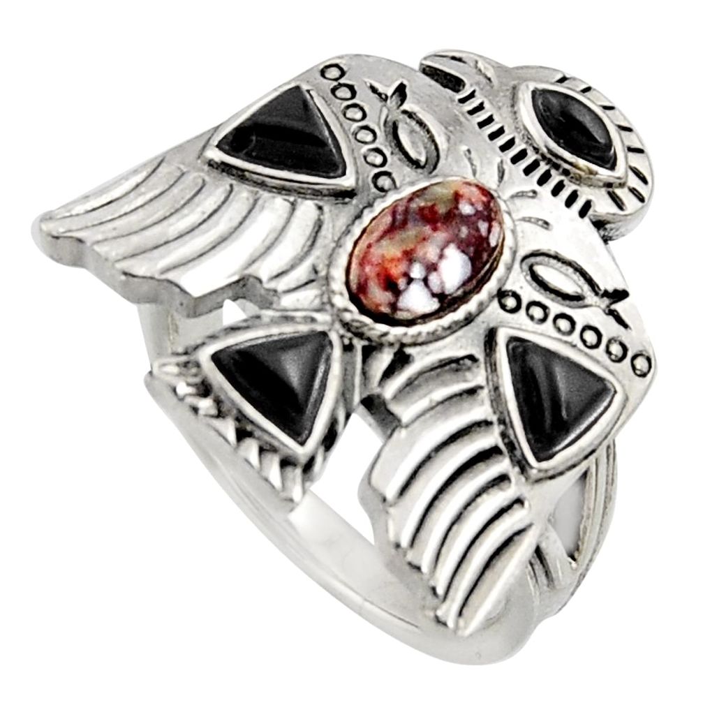 925 silver egyptian god wings spiny oyster arizona turquoise ring size 8 r5614