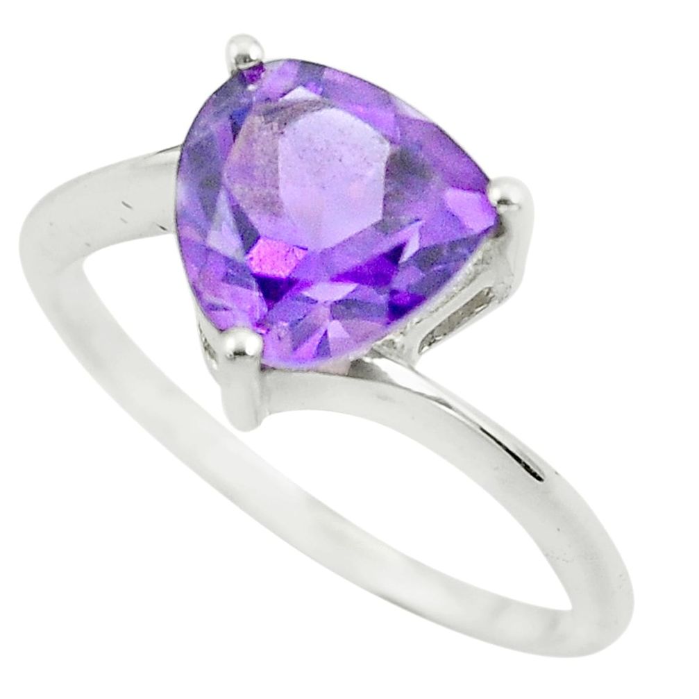 925 sterling silver 5.06cts natural purple amethyst solitaire ring size 8 r5731