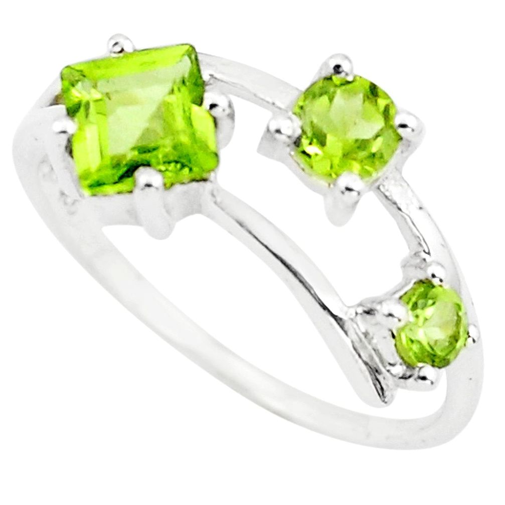2.60cts natural green peridot 925 sterling silver ring jewelry size 7.5 r5740