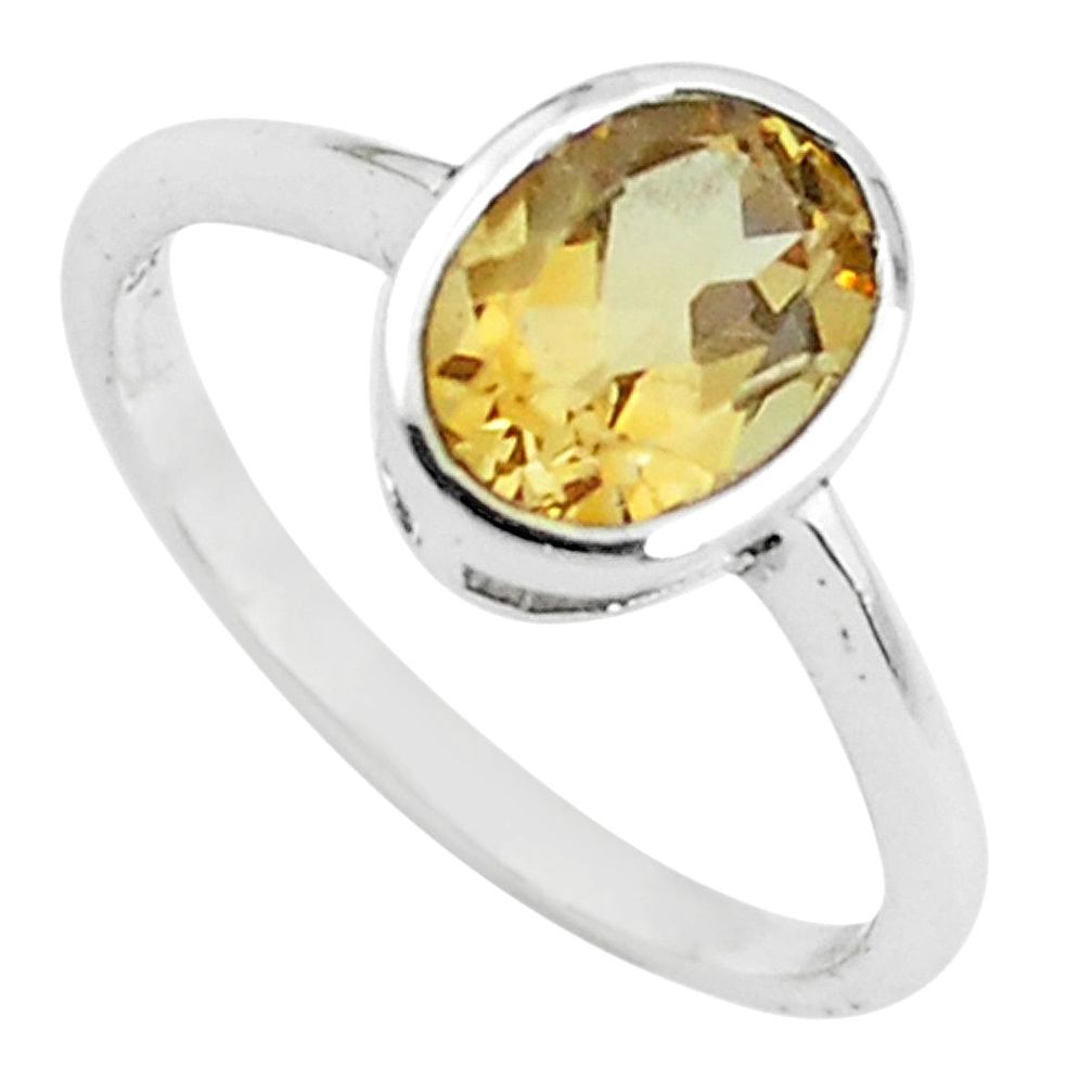 2.28cts natural yellow citrine 925 sterling silver solitaire ring size 6.5 r5741
