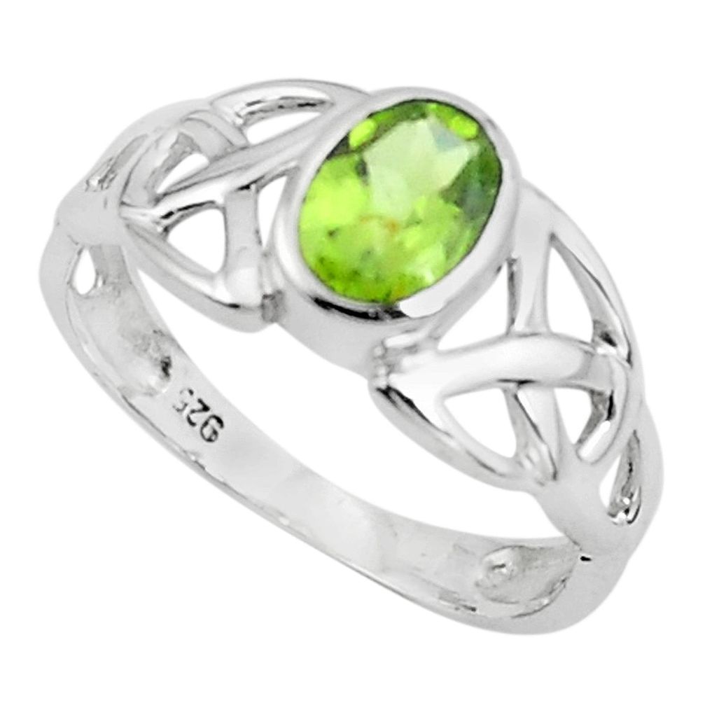 925 sterling silver 1.58cts natural green peridot solitaire ring size 7.5 r5771