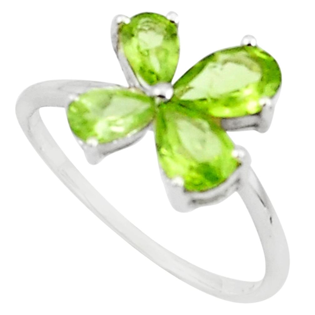 925 sterling silver 2.44cts natural green peridot ring jewelry size 7.5 r5784