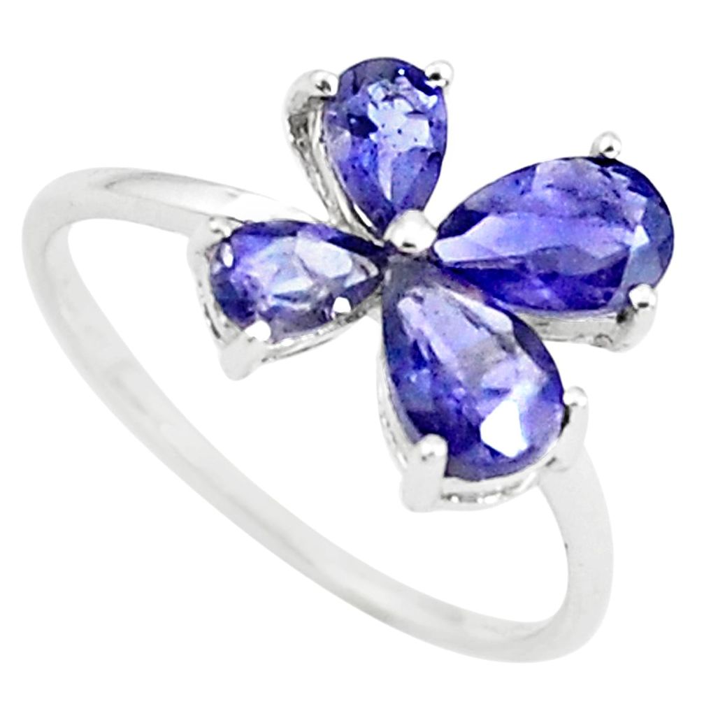 2.46cts natural blue iolite 925 sterling silver ring jewelry size 5.5 r5791
