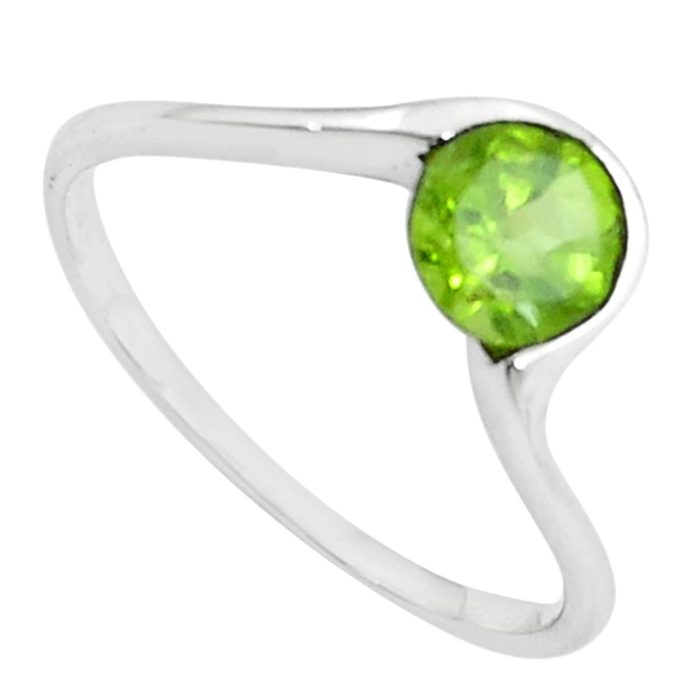 1.31cts natural green peridot 925 sterling silver solitaire ring size 8 r5801