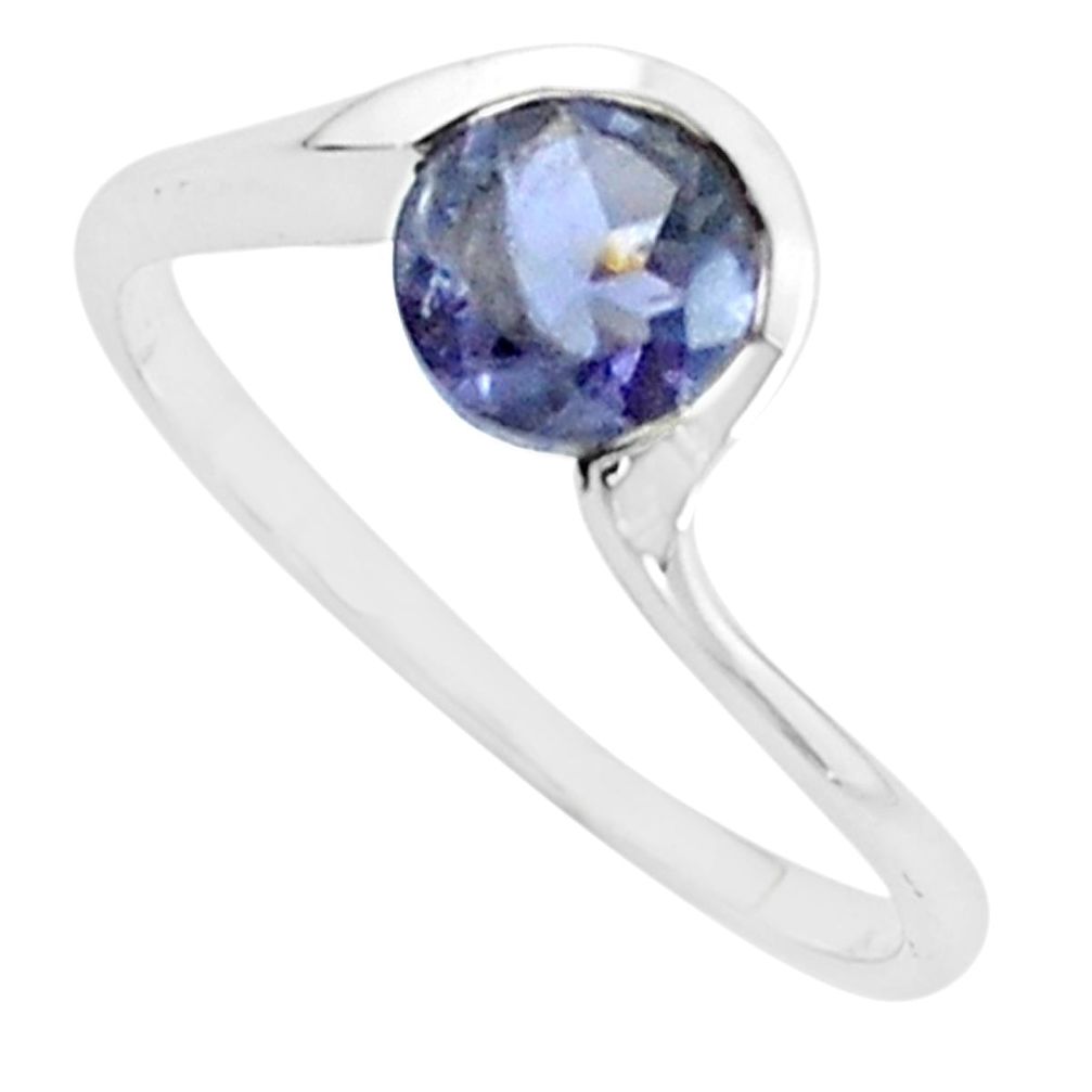 925 sterling silver 1.32cts natural blue iolite solitaire ring size 9 r5804