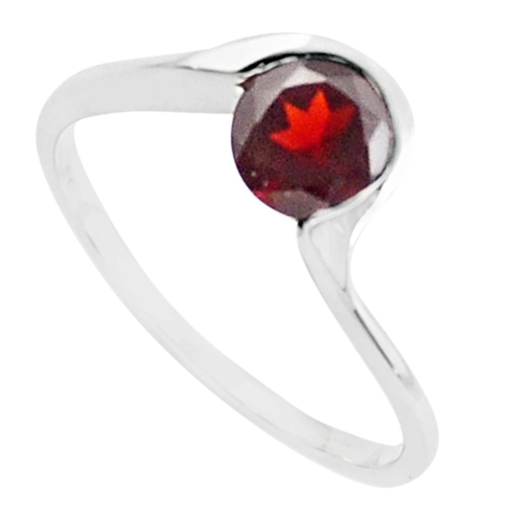 1.29cts natural red garnet 925 sterling silver solitaire ring size 5.5 r5816