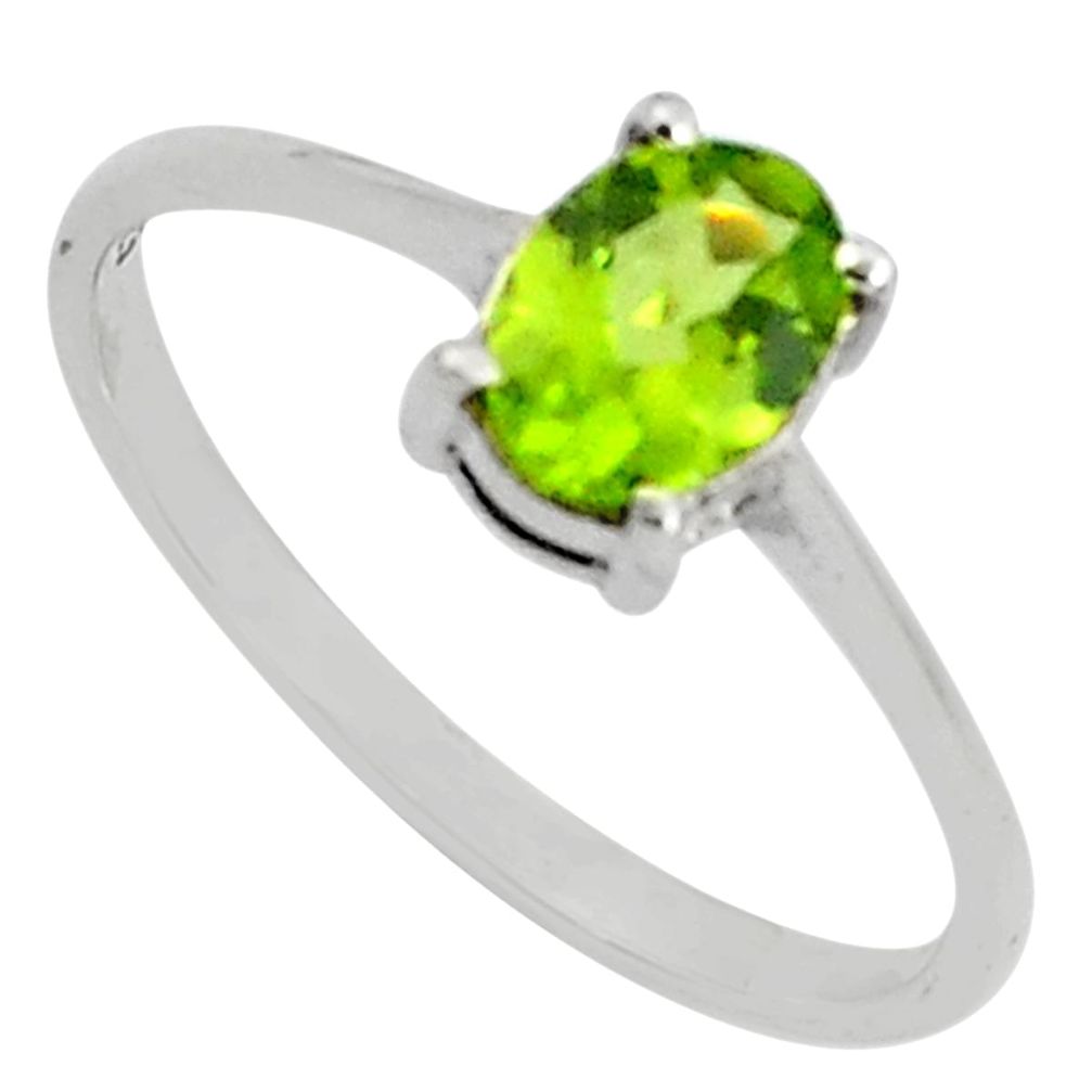 1.86cts natural green peridot 925 sterling silver solitaire ring size 7.5 r5832