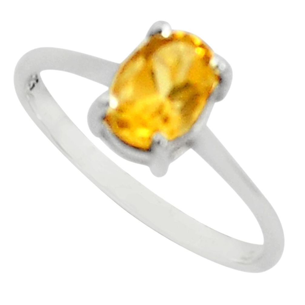 1.86cts natural yellow citrine 925 sterling silver solitaire ring size 6.5 r5837