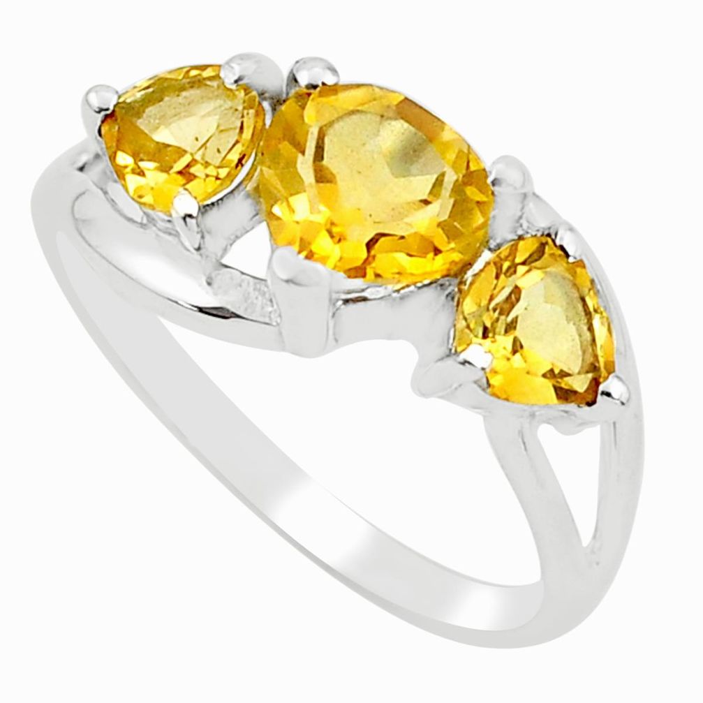 3.93cts natural yellow citrine 925 sterling silver ring jewelry size 6.5 r5868