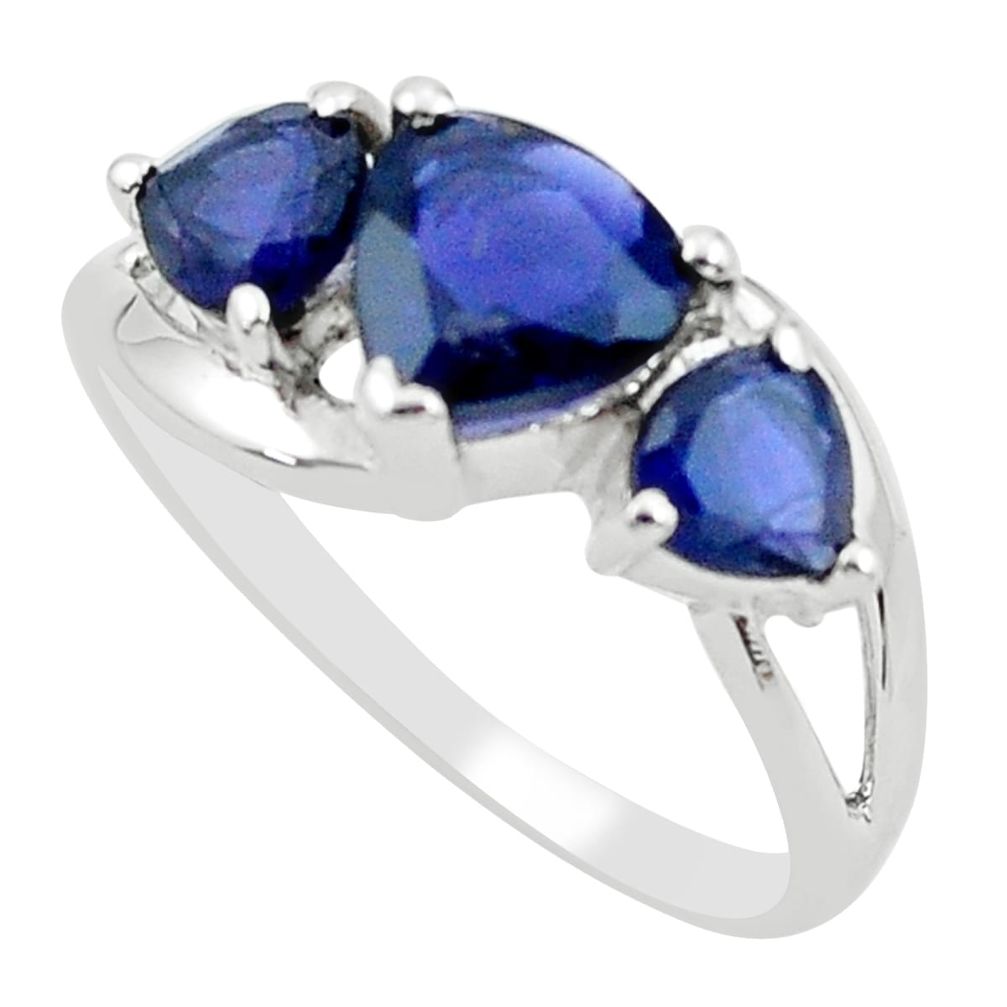 3.94cts natural blue iolite 925 sterling silver ring jewelry size 6.5 r5879