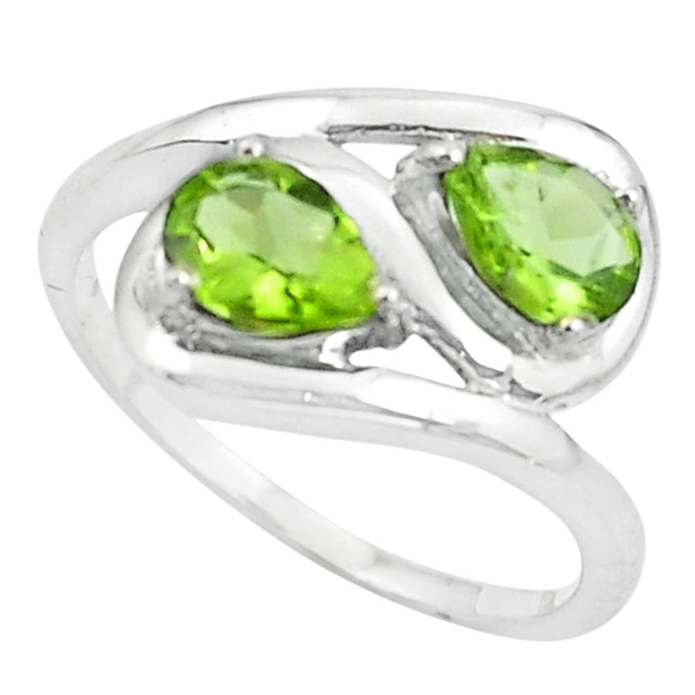 3.13cts natural green peridot 925 sterling silver ring jewelry size 7.5 r5887