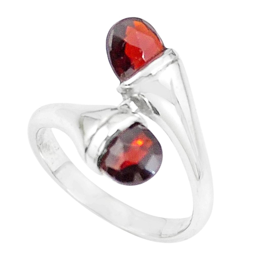 925 sterling silver 4.18cts natural red garnet drop ring jewelry size 8.5 r5907